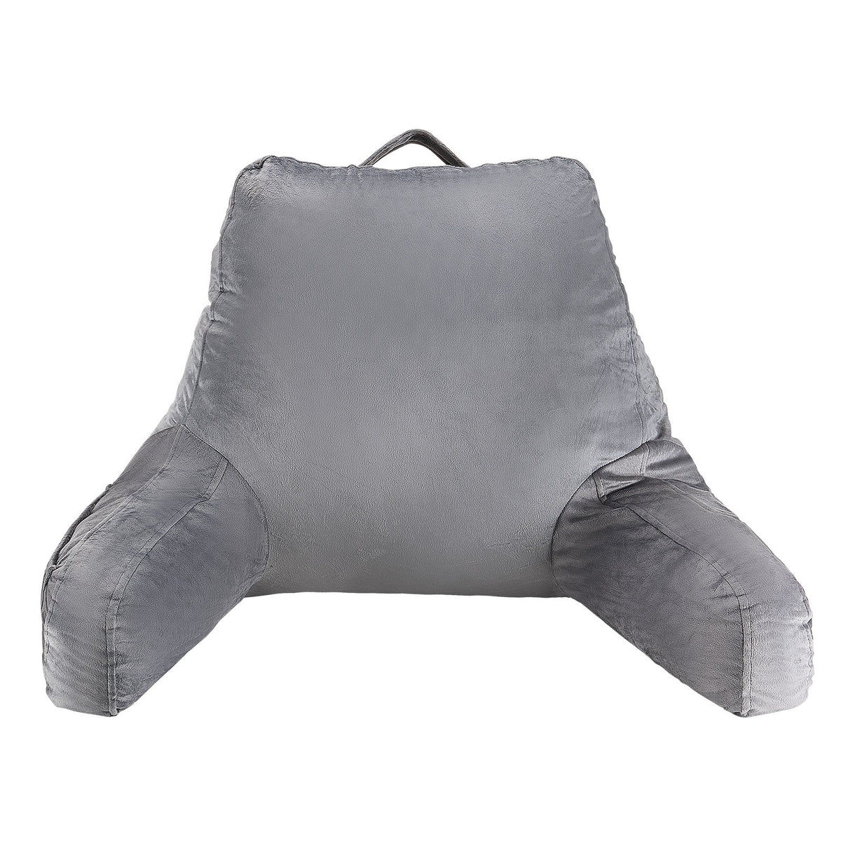 Reading Pillow with Arms Shredded Memory Foam Bed Rest Backrest 3 Pockets Gray