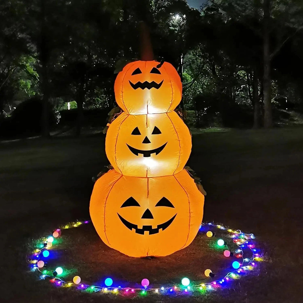 Halloween Inflatable Stacked Pumpkins LED Light Up Yard Decoration