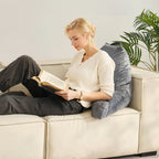 Reading Pillow with Arms Shredded Memory Foam Bed Rest Backrest 3 Pockets Gray