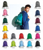 Personalised Gym Sack / Pump / Swim Drawstring Bag Printed with name -Ocean Blue