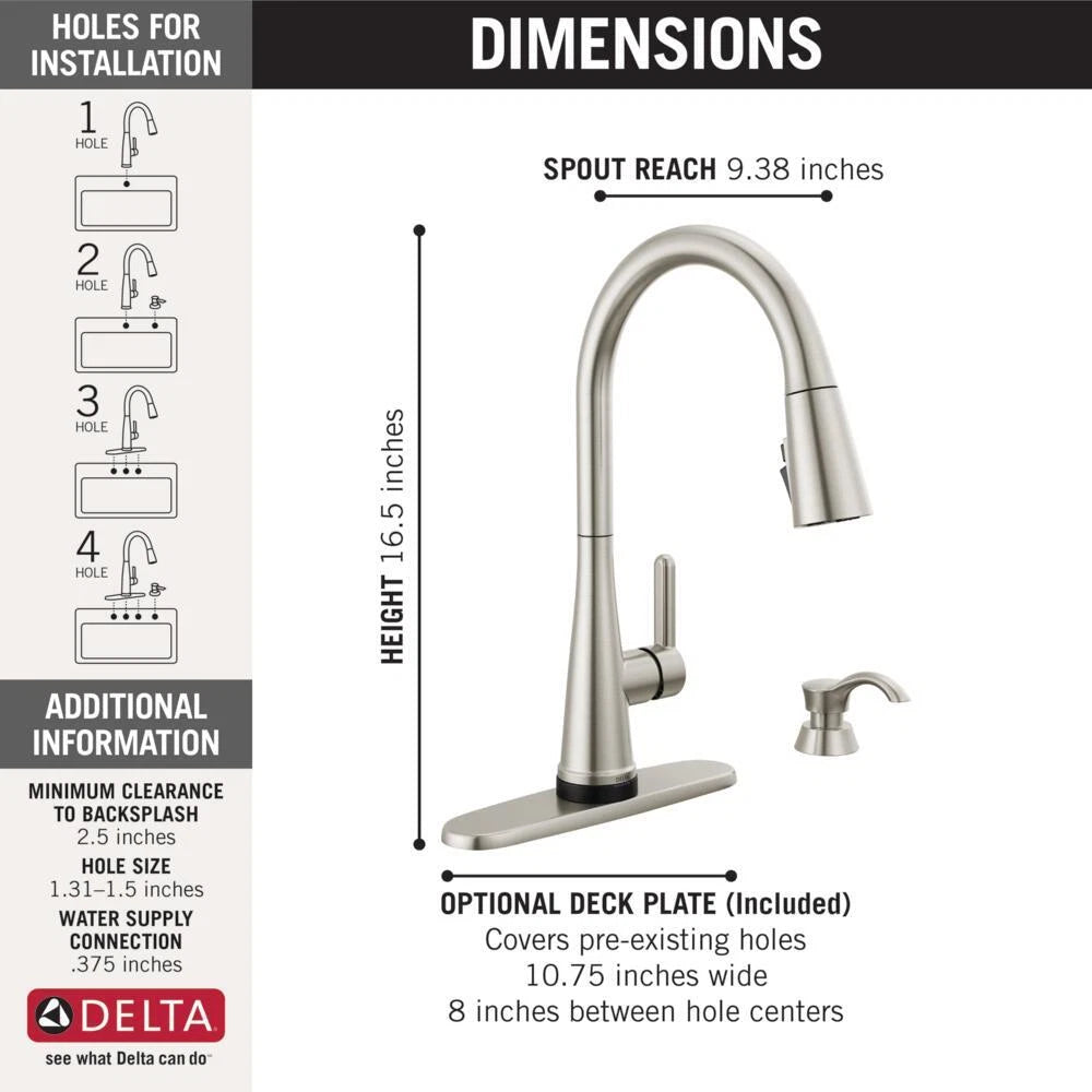 Delta Greydon Touch2O Pull-Down Kitchen Faucet Stainless-Certified Refurbished