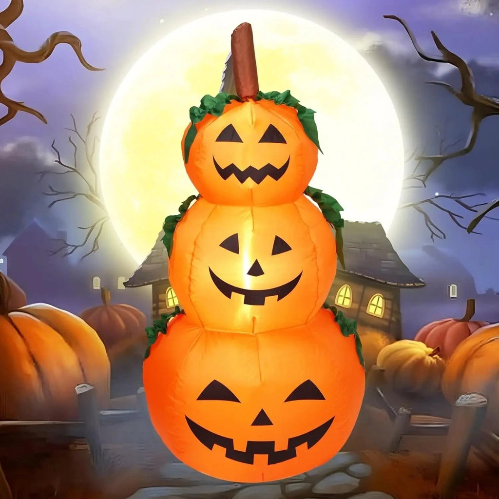 Halloween Inflatable Stacked Pumpkins LED Light Up Yard Decoration