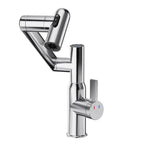 Chrome Bathroom Sink Faucet With Spray Function And Temperature Display For Anti