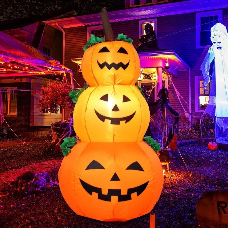 Halloween Inflatable Stacked Pumpkins LED Light Up Yard Decoration